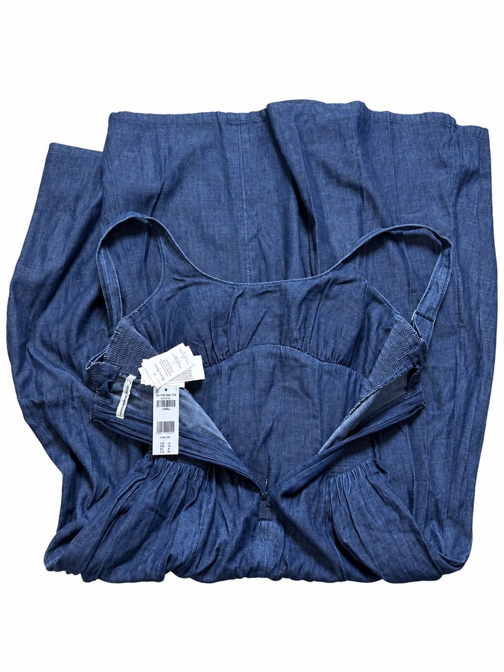 Abercrombie & Fitch Dylan Bra-Free Denim Midi Dress in Dark Wash - Picture 6 of 8